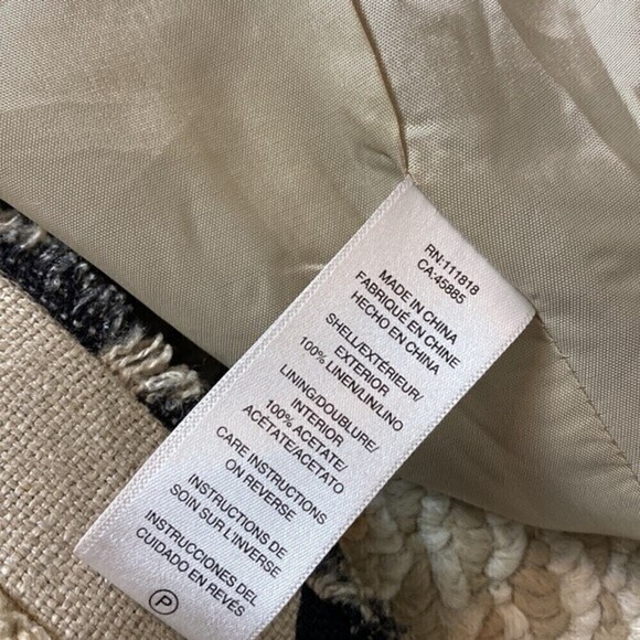 MICHAEL MICHAEL KORS Linen Black Print Snap Front Jacket Fringe Detail Size 14 - Picture 7 of 9